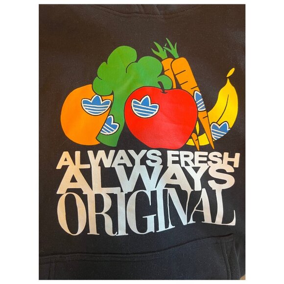 ADIDAS Always Fresh Always Original Hoodie Men M Black Retro Fruits Graphic Unis - Picture 4 of 4